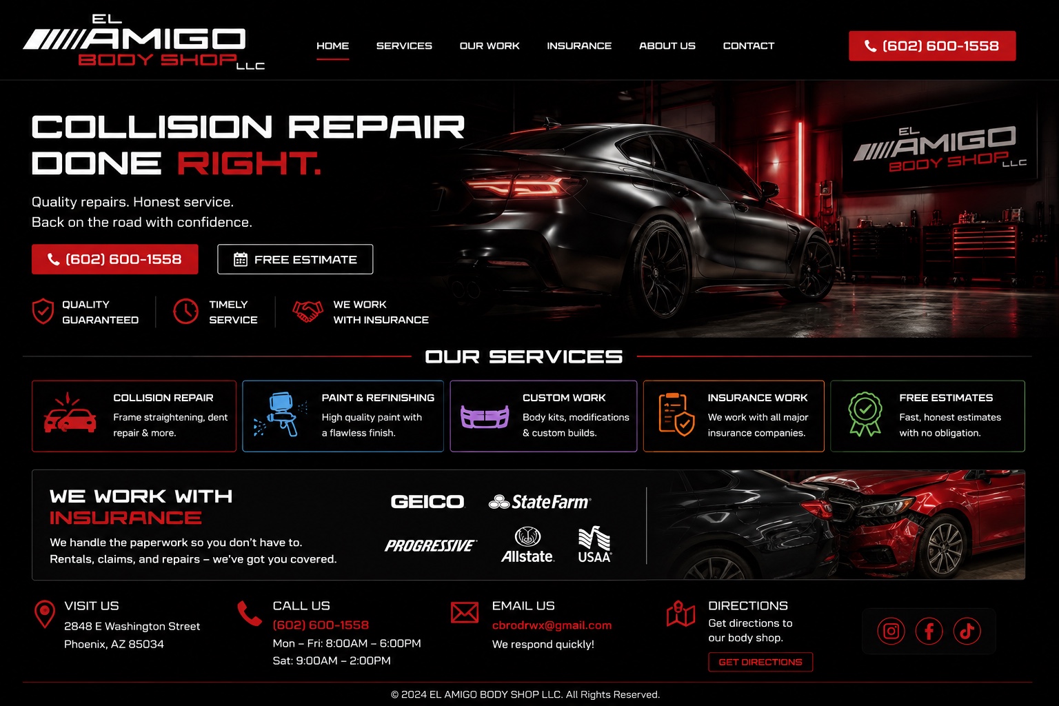 El Amigo Body Shop website